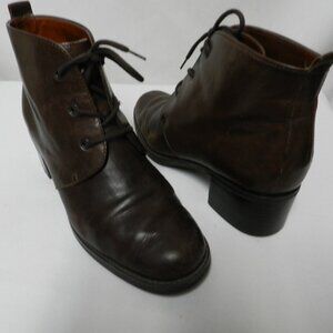 Etienne Aigner Chuck Leather Vintage lace up Granny Ankle boots brown Size Sz 7